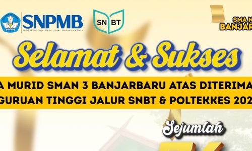 “Sebanyak 74 Murid SMAN 3 Banjarbaru Lolos SNBT dan Poltekkes 2026”