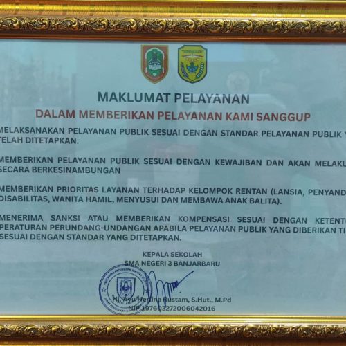 SMAN 3 Banjarbaru Teguhkan Komitmen Pelayanan Publik Melalui Maklumat Pelayanan