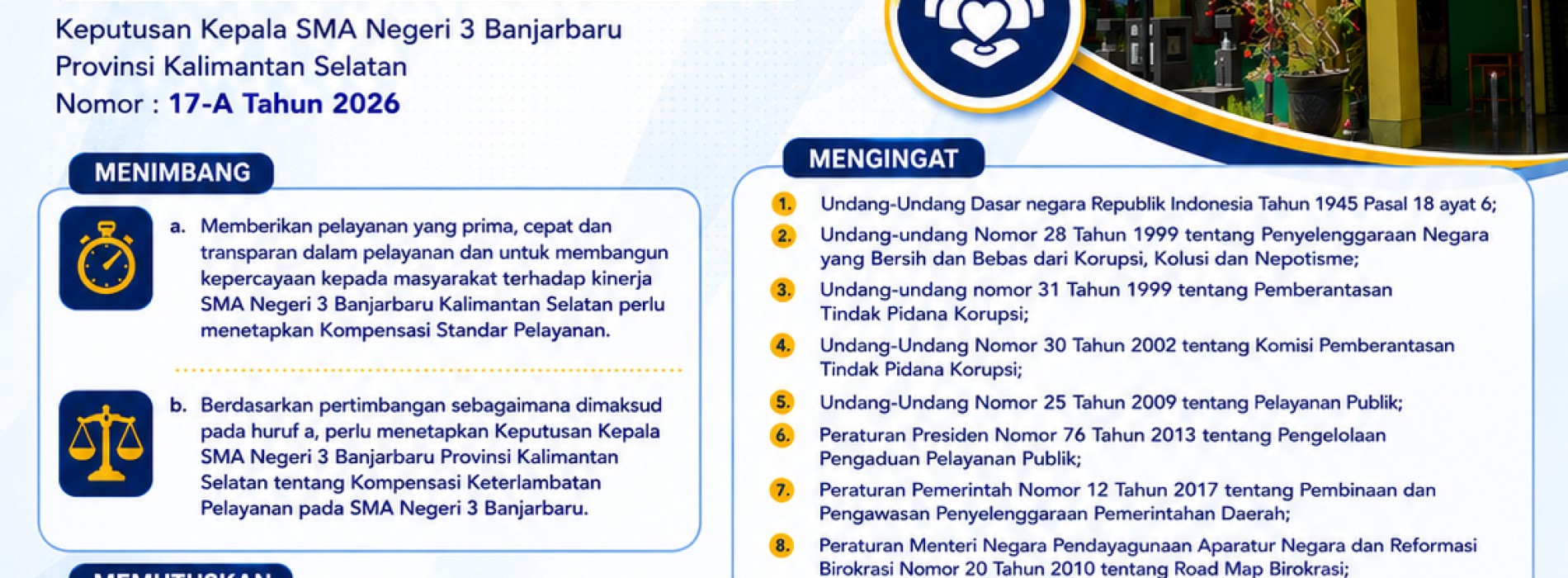 SK Kompensasi Pelayanan SMAN 3 Banjarbaru