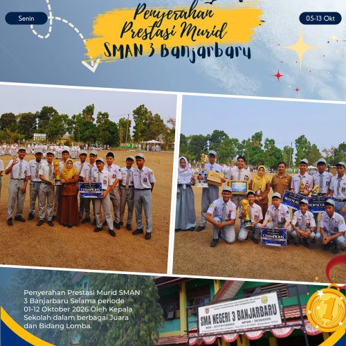 SMAGA Siap Laga, Siap Juara : SMAN 3 Banjarbaru Apresiasi Murid Berprestasi Periode Oktober 2026